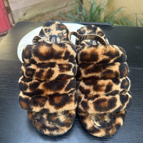 UGG FLUFF YEAH 9 Women's Sandals Slippers Slides Animal Print Open Toe Casual - Picture 6 of 14
